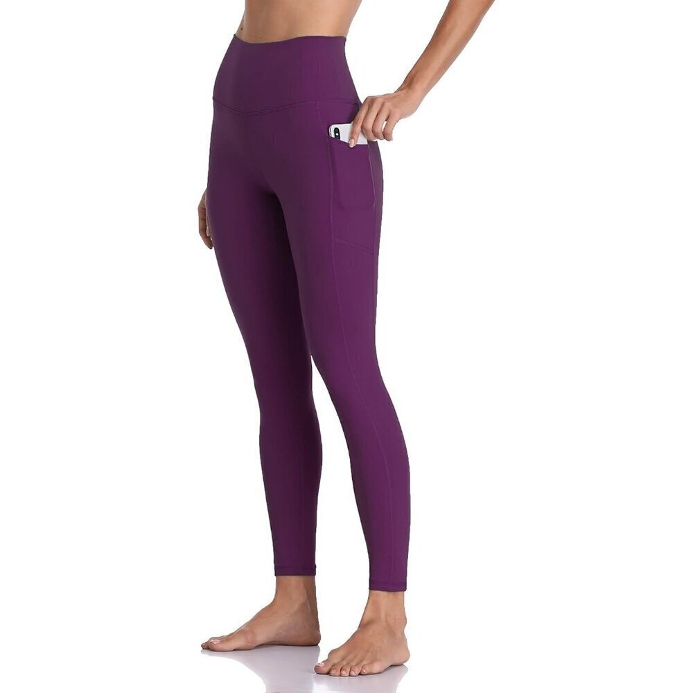 Women's High Waisted Yoga Pants 7/8 Length Leggings with Pockets Purple